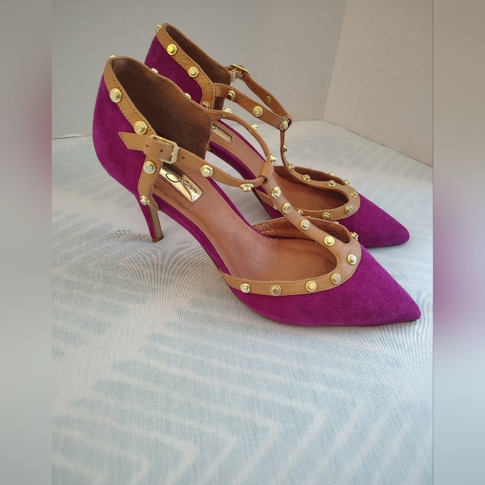 Studded Purple and Tan Women's Heels Size 8